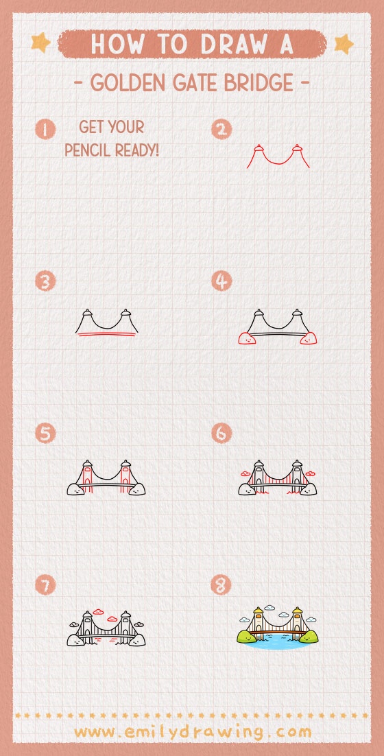 how to draw a golden gate bridge pinterest pin